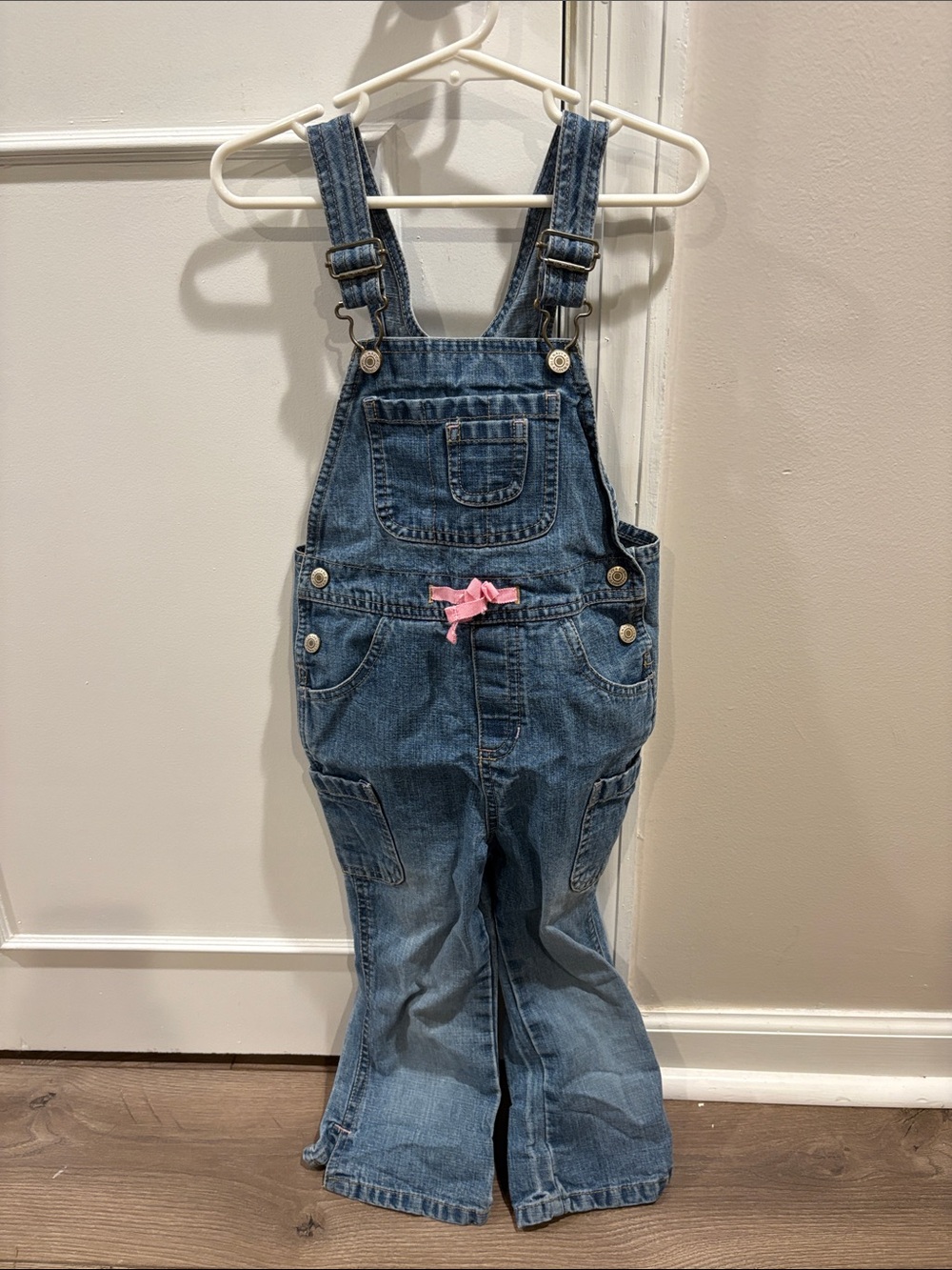 Old Navy Blue Denim Kids Overalls with Pink Bow